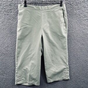 Women Pastel Gingham Capri Pants L Cozy Cottagecore Pull On Spring Retro Coastal